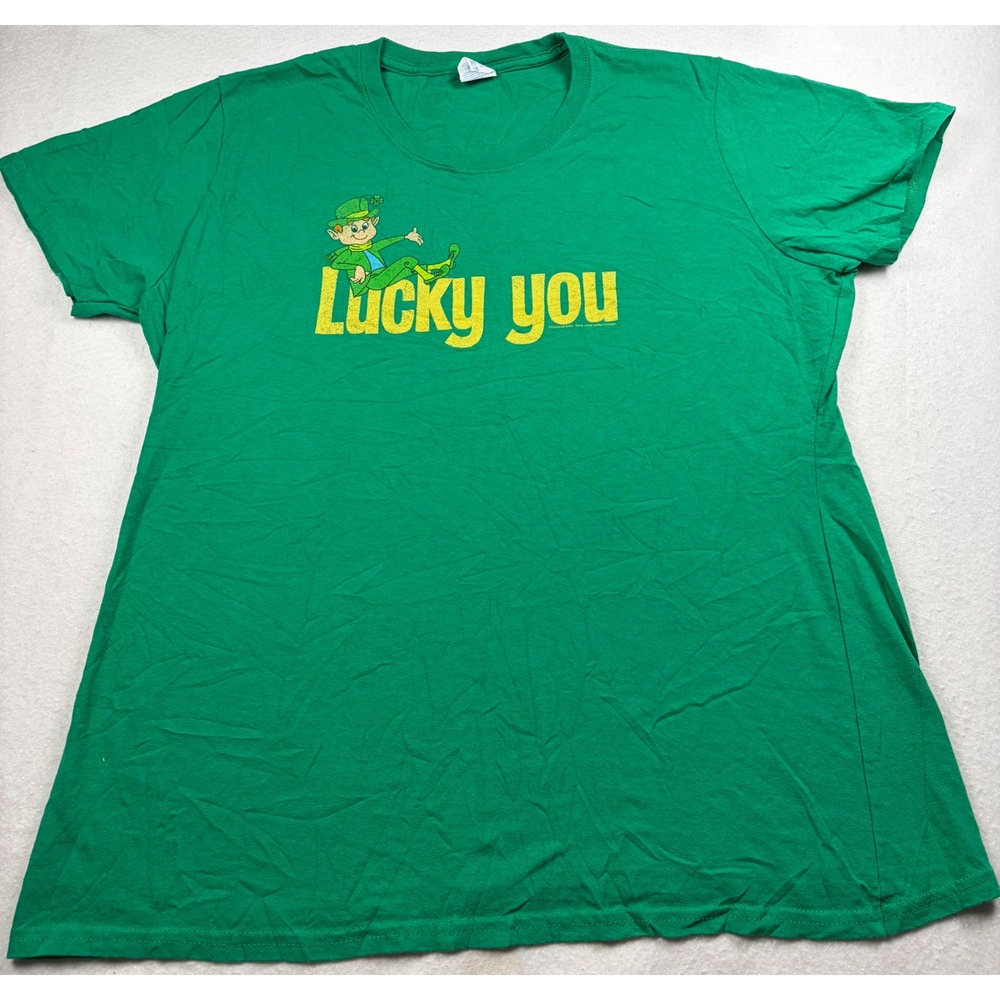 Port & Company Lucky Charms Leprechaun Green Graphic T-Shirt Ladies XL Lucky You